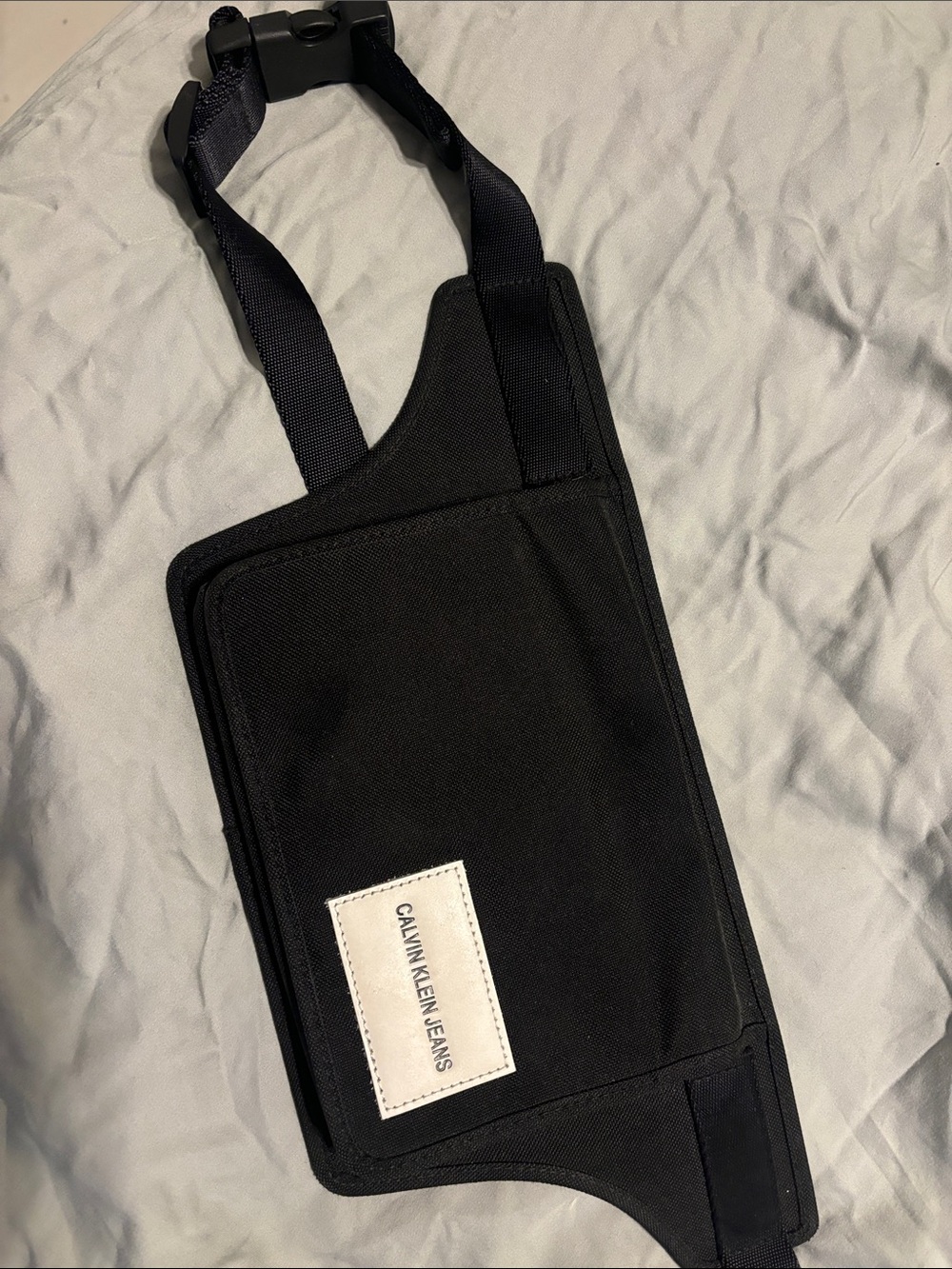 Calvin Klein Jeans Black Nylon Chest Sling with White Logo Patch